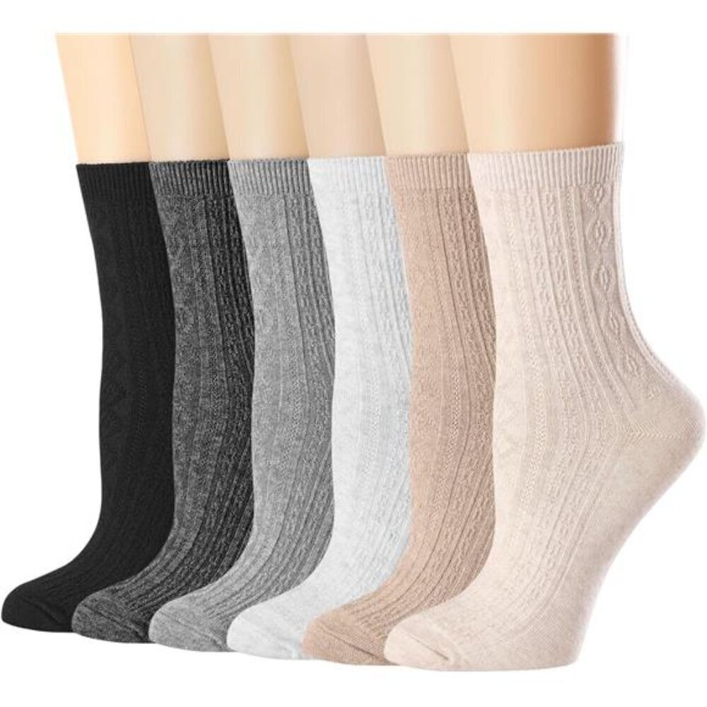 Womens Crew Socks, Casual Knit Cotton Comfy Breathable Cool Dress